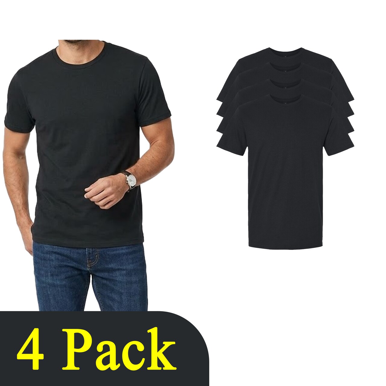Gildan Men's Softstyle T-Shirt, Perfect for DIY Crafts Black Cotton Multi-Pack Tee